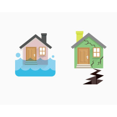 遭遇地震和水灾的房子