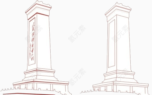 创意手绘人民英雄纪念碑