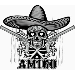 矢量帽子枪枝骷髅