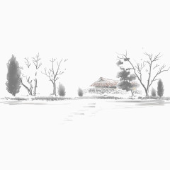 浅墨色古代村落