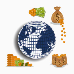 矢量地球和理财素材