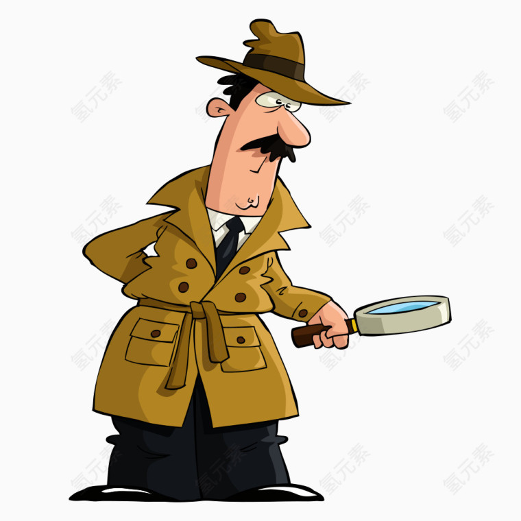 拿放大镜的矢量男人