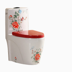 青花瓷彩绘坐便器