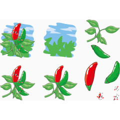 矢量树上的朝天椒表情