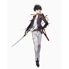 卡通手绘男剑客