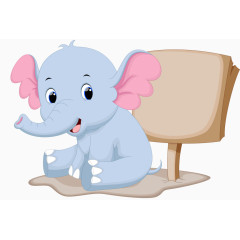 水彩大象标签素材