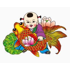 连年有余年画免抠素材