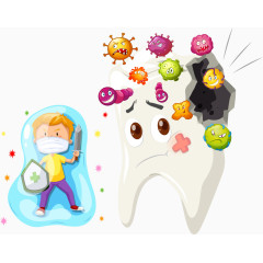 矢量细菌和拿盾牌的男孩