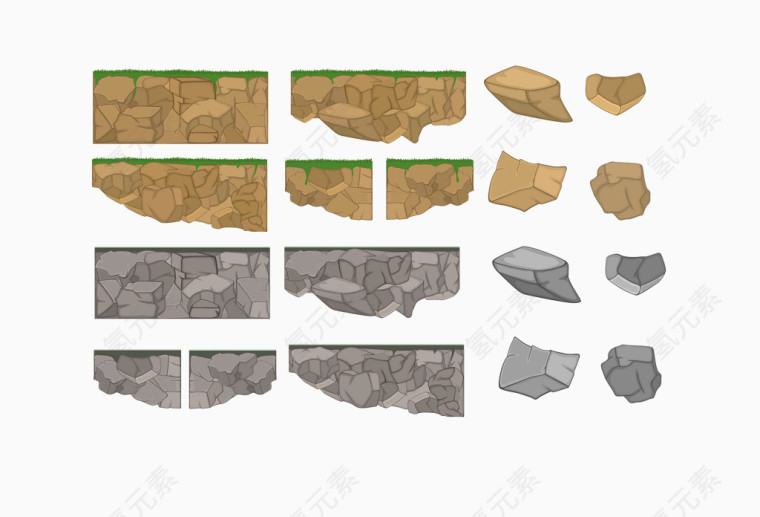 矢量黄色灰色石头集合