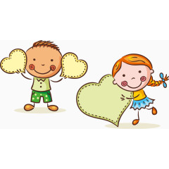 矢量手里拿心形的孩子