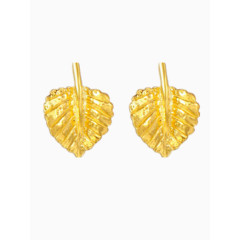 树叶黄金耳环