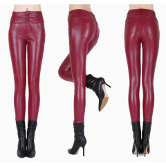 暗红色皮裤多角度展示