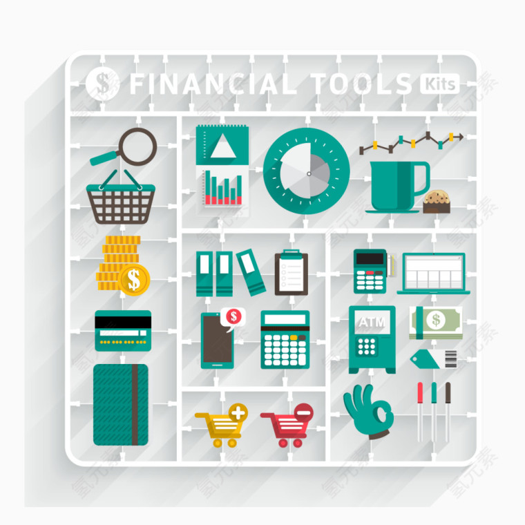 矢量绿色立体统计图表