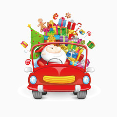 车 卡通车 礼物 送礼物 圣诞老人 圣诞节