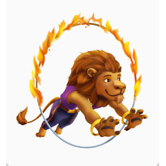 矢量狮子跳火圈