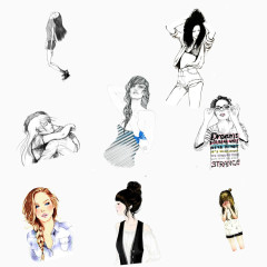 卡通 青春少女 免抠素材