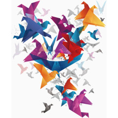 矢量彩色千纸鹤
