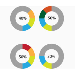 矢量百分比ppt素材数据比例圆环分析彩色