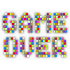 矢量彩色马赛克英文游戏结束