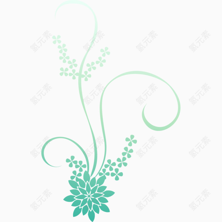 青色创意花朵