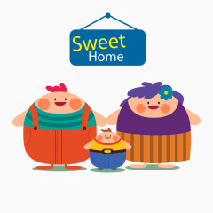 矢量胖胖的一家三口