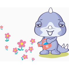 蓝色小恐龙矢量图