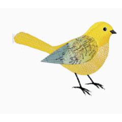 手绘黄色长尾巴小麻雀