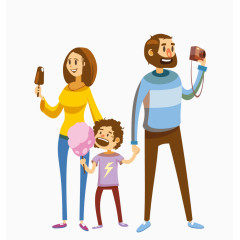 一家人创意卡通插画