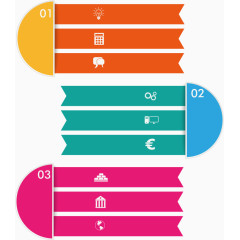 矢量彩色半圆环标签信息