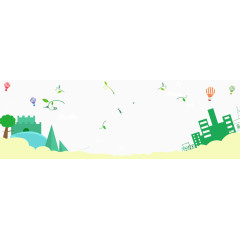 卡通树楼房海报背景