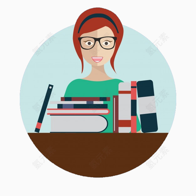 手绘商务办公美女素材