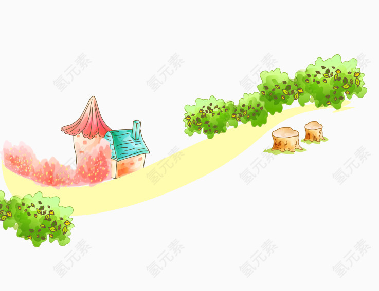 韩国卡通可爱房子风景