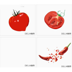 手绘西红柿手绘辣椒免扣素材