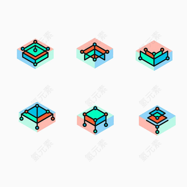 心理学模型扁平分层免扣素材