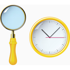 精致小闹钟和放大镜