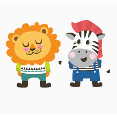 慈祥的狮子和斑马