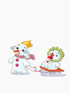 雪人妈妈拉着宝宝