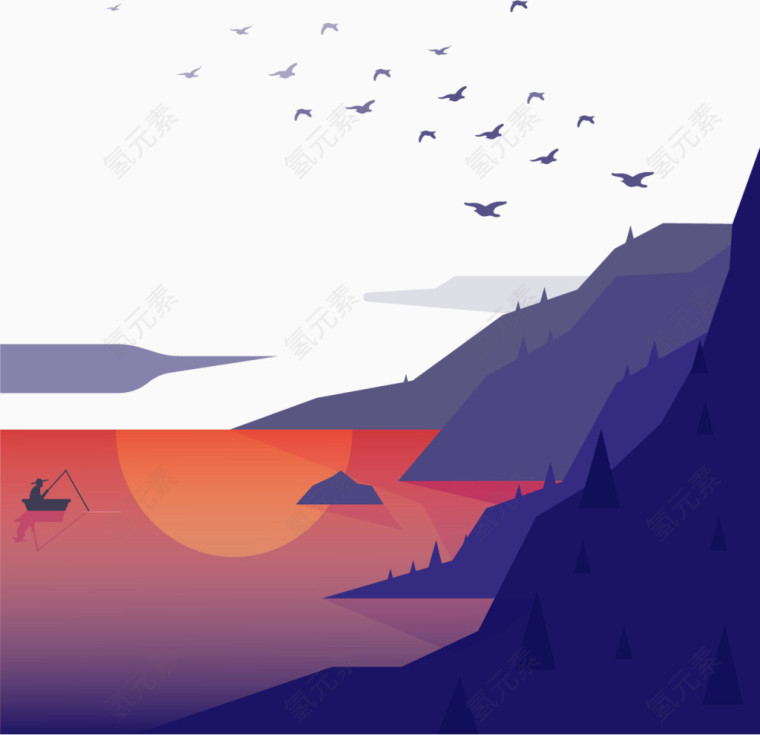 山中小镇夕阳西下