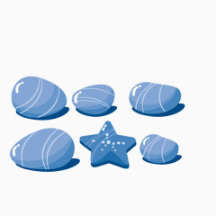蓝色 石头星星 矢量图 装饰图案
