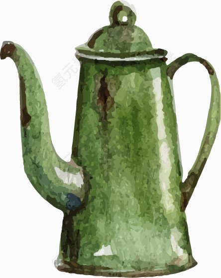 矢量手绘复古水壶