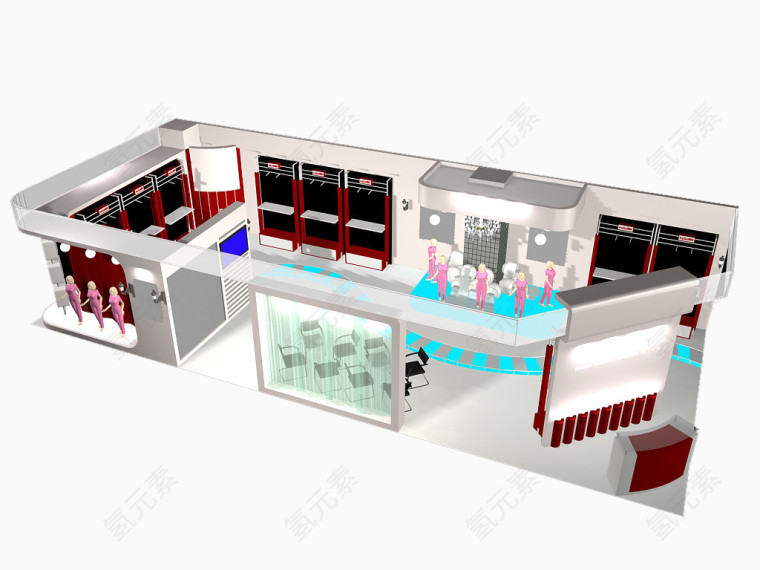 服装店立体展示效果图