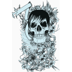 矢量骷髅印花图案