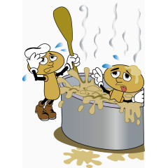 蘑菇厨师煮汤矢量图