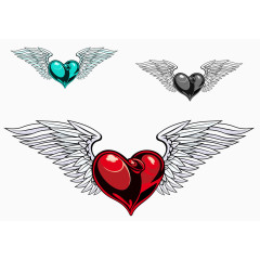 长翅膀的心形手绘