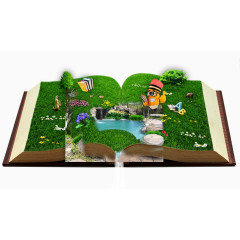 一本书中的绿色卡通教育