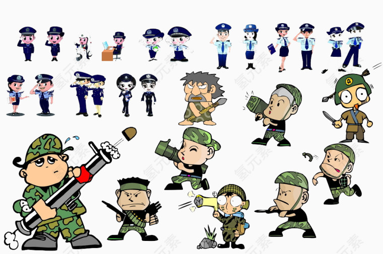 各种军装军人卡通