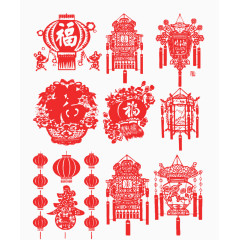 新年福字灯笼窗花