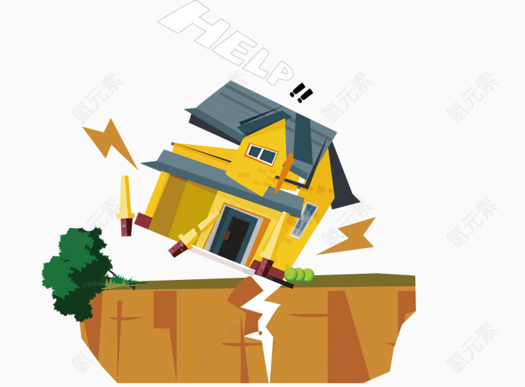 地震危害房屋倒塌海报素材