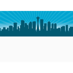 蓝色城市夜晚远景