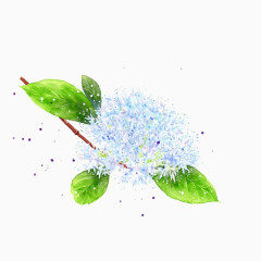 蓝色花朵绘画免抠素材